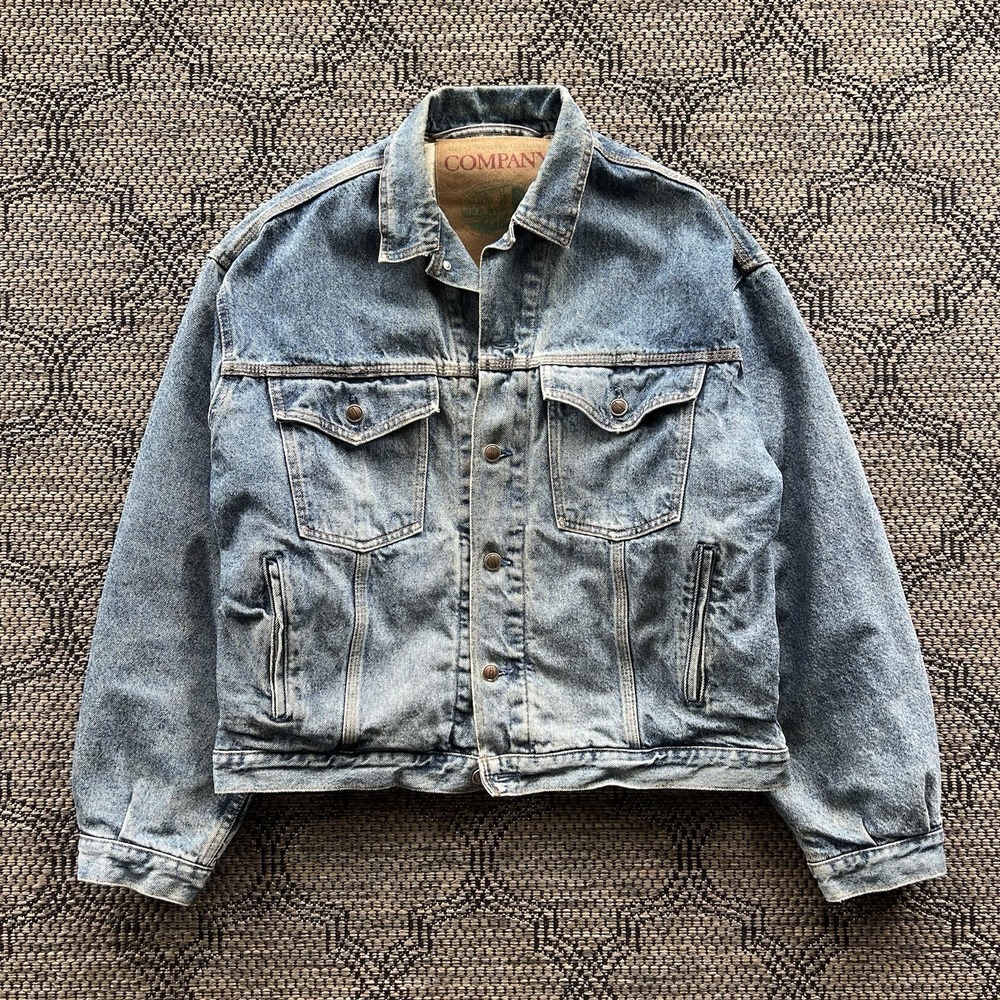 Vintage‎ GWG Jacket Men's Large Blue Denim 1980s Lined Western Wear Distressed